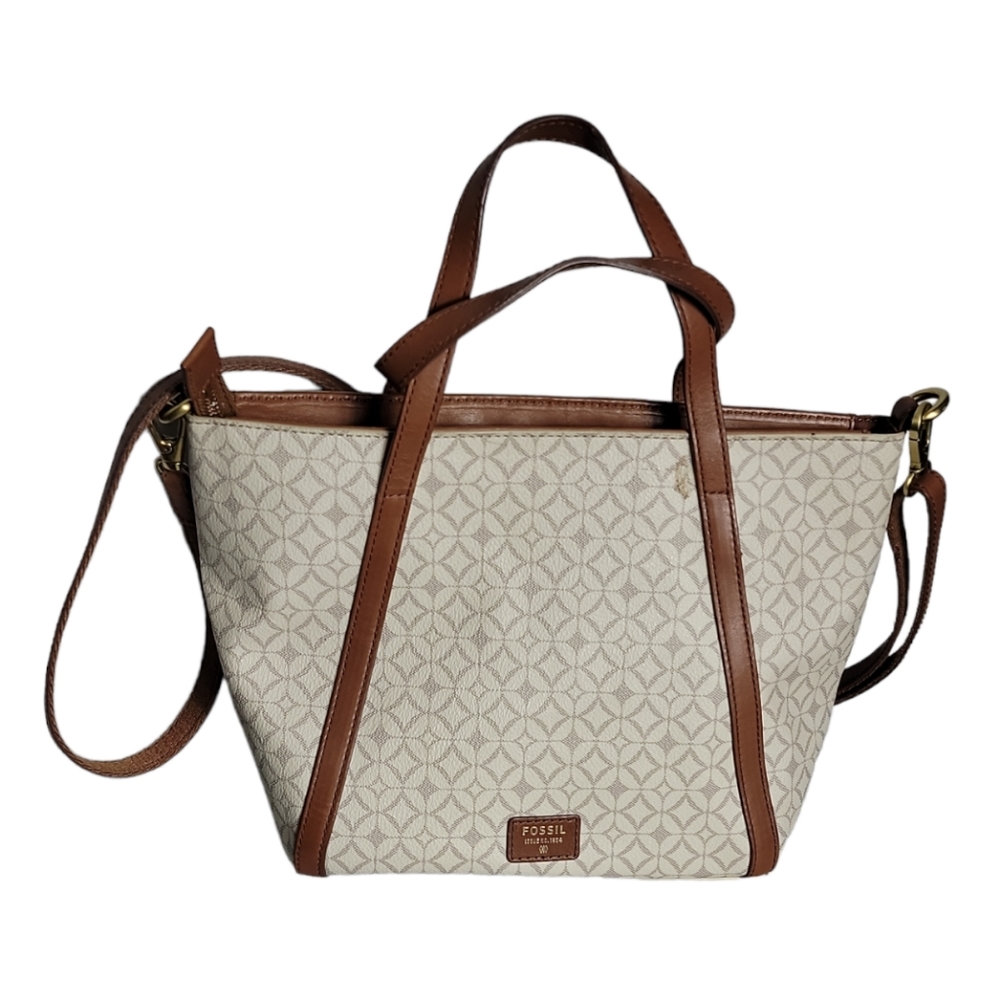 Fossil Sydney cream brown handbag with crossbody strap size OS